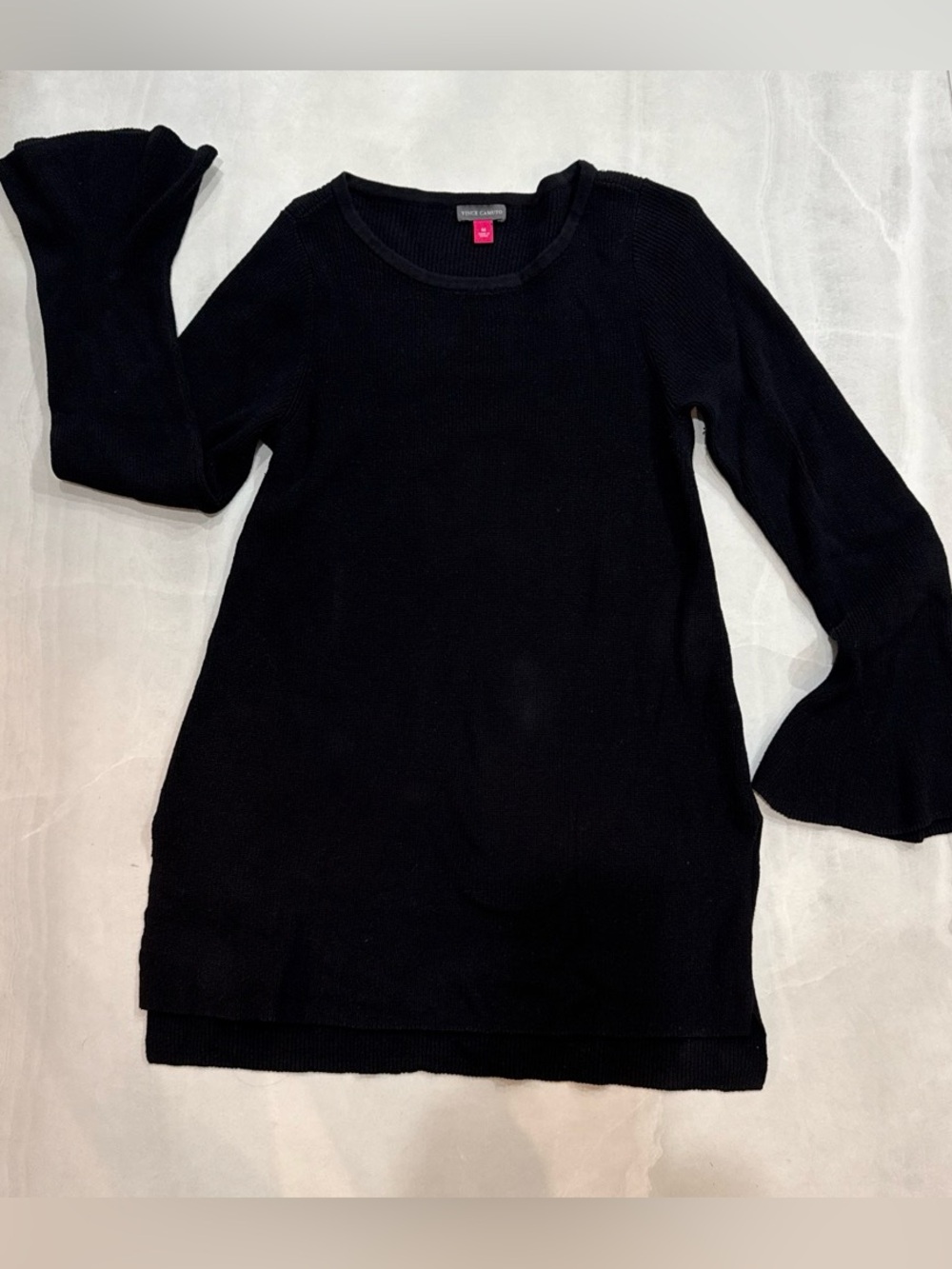 Girls' Black Knit Bell-Sleeve Dress